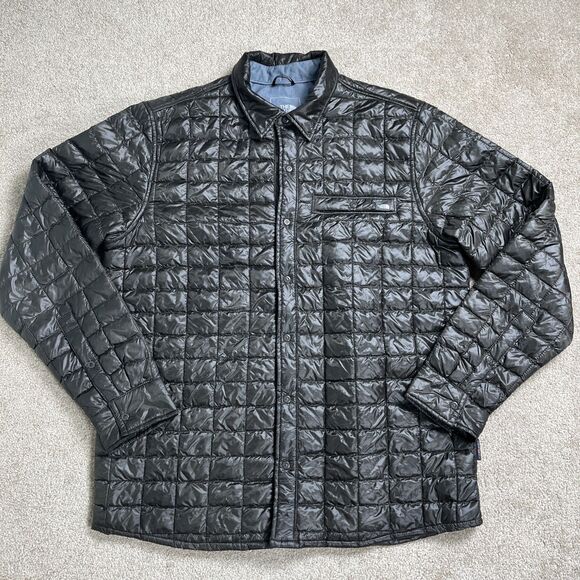 The North Face Men’s L ThermoBall Eco Shirt Jacket Puffer Snap Button Dark Green - Picture 1 of 16